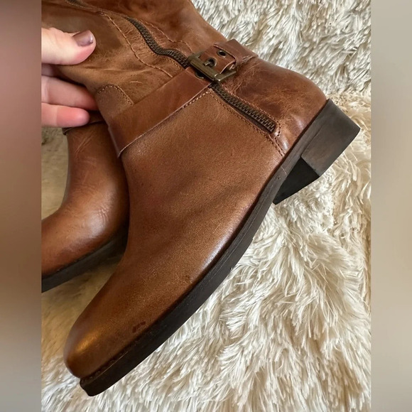 MATISSE Anthropologie 6.5 WIDE CALF Leather Militia Tall Riding Boot Distressed - Picture 9 of 16